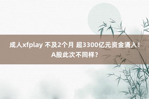 成人xfplay 不及2个月 超3300亿元资金涌入！A股此次不同样？
