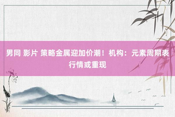男同 影片 策略金属迎加价潮！机构：元素周期表行情或重现