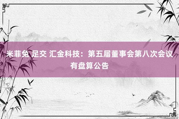米菲兔 足交 汇金科技：第五届董事会第八次会议有盘算公告