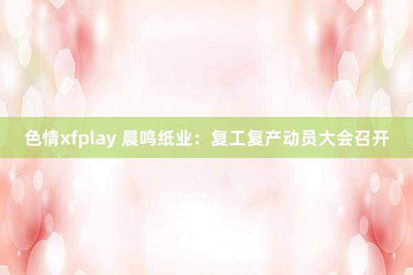 色情xfplay 晨鸣纸业：复工复产动员大会召开